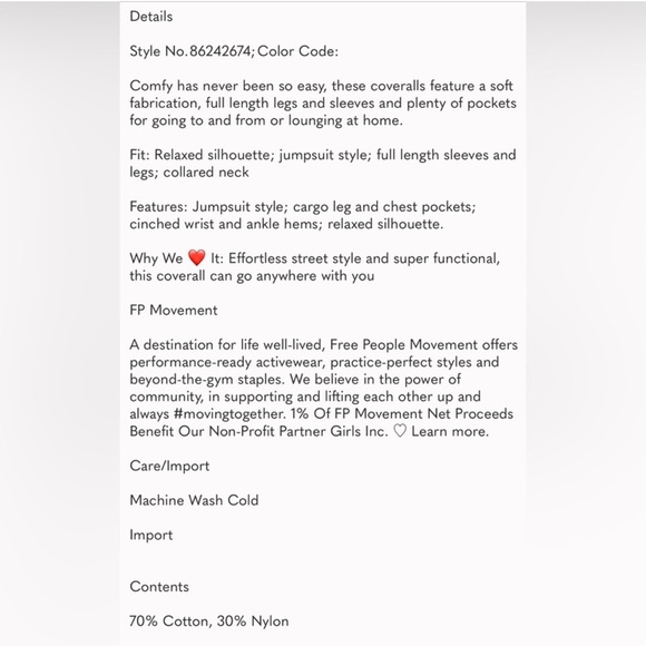 NWT FREE PEOPLE MOVEMENT MESMERIZE ME COVERALLS JUMPSUIT - SIZE L, MIDNI… - Picture 6 of 7